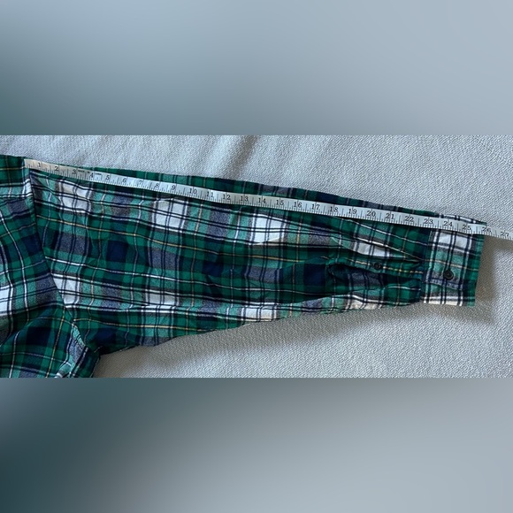 Lands End Shirt Mens 3XLT Green and Blue Plaid Flannel Button Up - Picture 8 of 8
